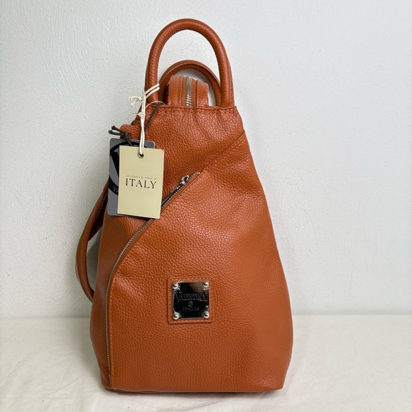 VALENTINA Made In Italy Pebbled Leather Convertible Backpack NEW W TAGS main image 9